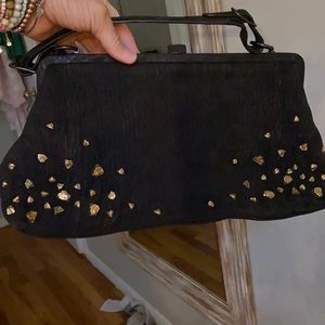 Crushed suede clutch